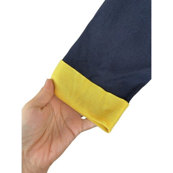 Exclusively Misook Top Womens S Navy Yellow Knit 3/4 Slv Tunic V Neck Sweater - Picture 3 of 10